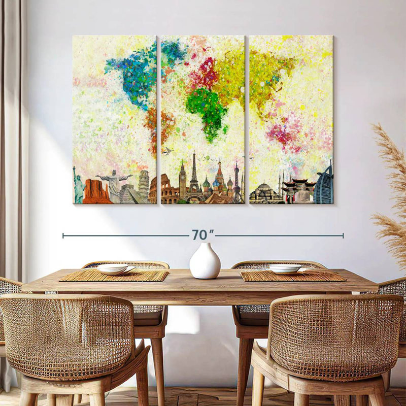 Aliaz Paint Splash World Map, 42" H x 65" W