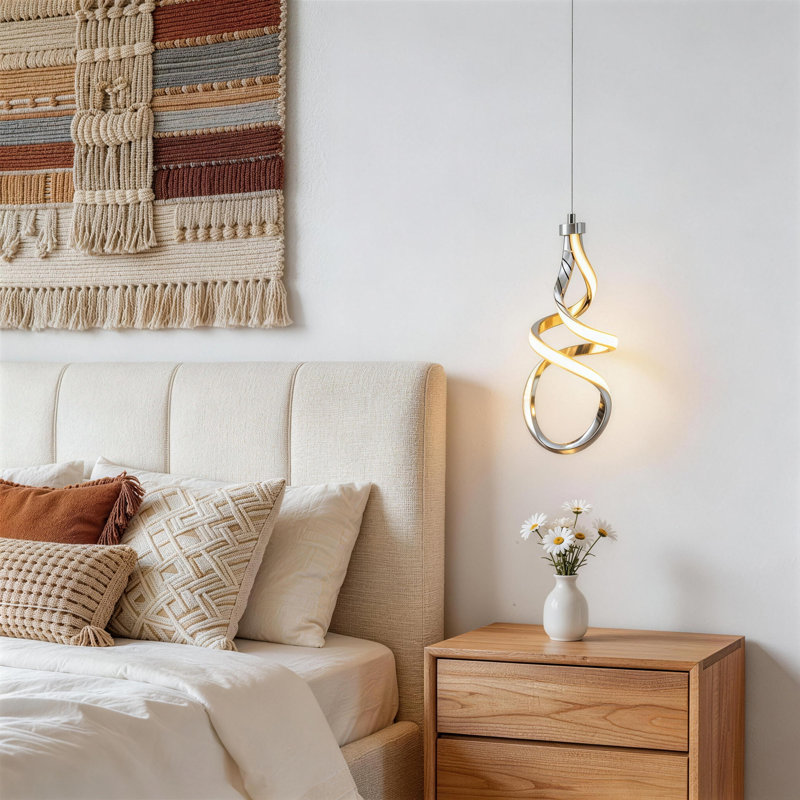 Luminaire suspendu moderne simple à DEL 18 W, Nickel