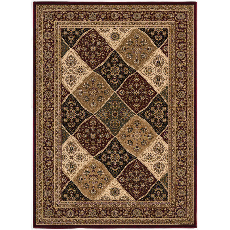 Rug Branch Aseel 2' x 2' (2'3" x 2') Red/Black Persian Medallion Indoor Doormat Rug, Traditional, Low Pile, Stain-Resistant Entry Carpet - Front Door, Mudroom, Hallway and Kitchen
