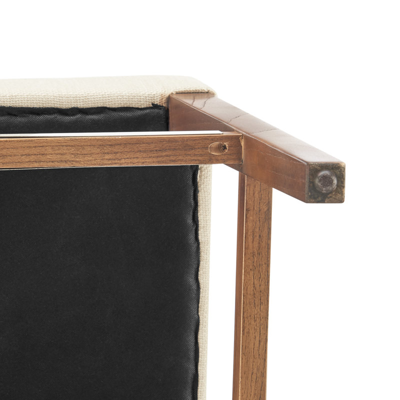 Qamile Upholstered Counter Stool with Solid Wood Frame, Brown, White