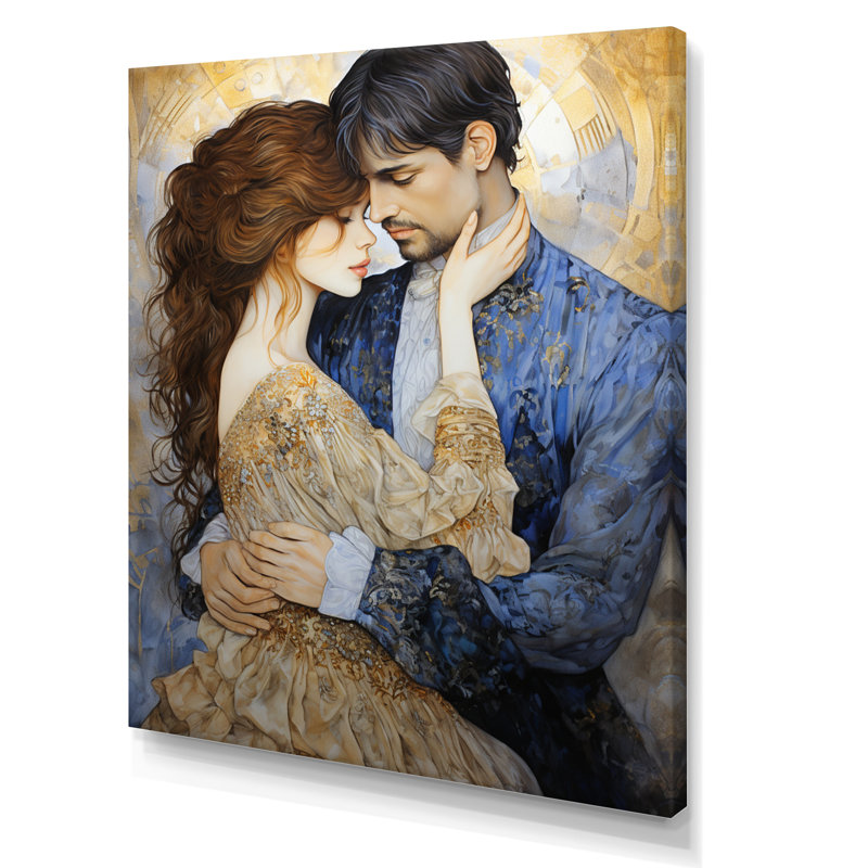 Reproduction d'art sur toile "The Kiss" par Gustav II, H 32 po x l 16 po x P 1 po, Toile tendue