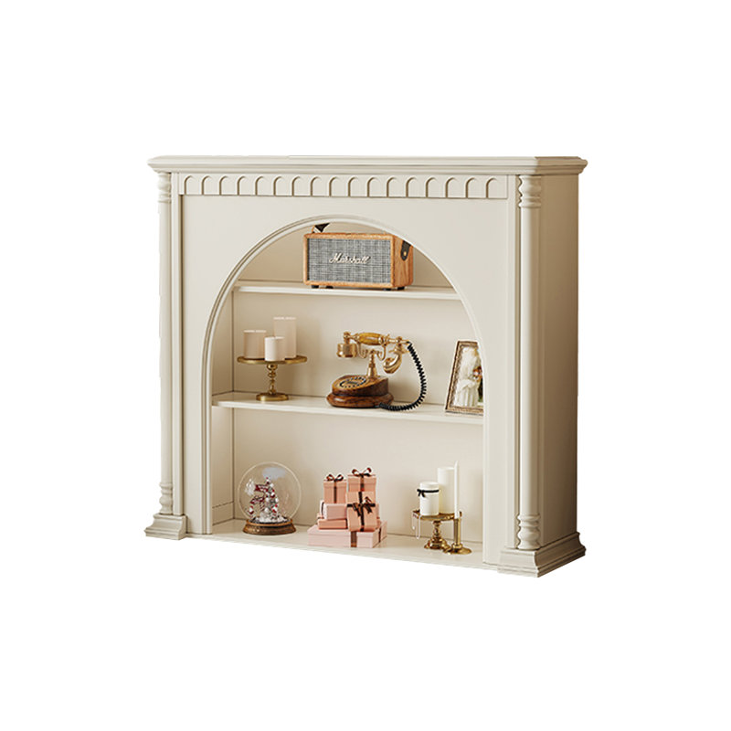 Beige Solid + Manufactured Wood Freestanding Fireplace