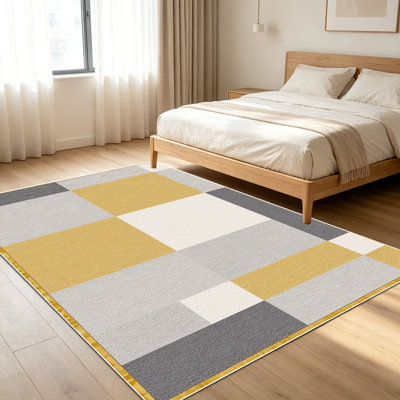 Tapis à motifs géométriques 1 pièce pour le salon, doux et confortable, convient à toutes les saisons, facile à entretenir, tapis de sol intérieur lavable à la machine, sous la table de ferme convenant à la chambre à coucher, à la salle à manger, à la cuisine, au couloir, au patio, à la maison
