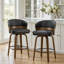 Tabouret de bar pivotant en noyer courbé de style Mid-Century avec siège rembourré épais et capacité de 350 lb (ensemble de 2)-274705503