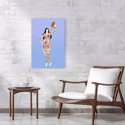 Young Daughter Colorful Contemporary Violet Flower Portrait Wall Art Print 1 Piece Wrapped Canvas Wall Art