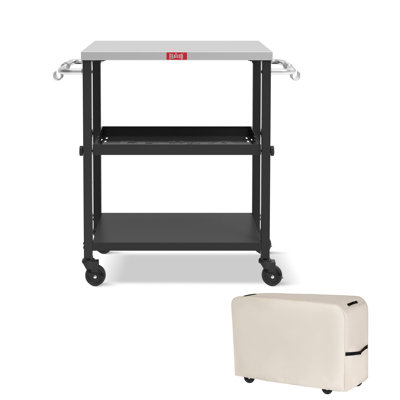 Chariot de barbecue extérieur ajustable avec tablette H 33 po x l 34 po Feasto