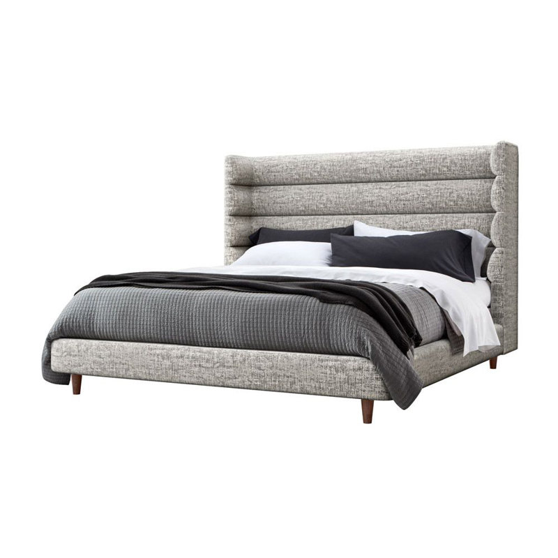 Ornette Upholstered Wingback Bed, California King, Pearl