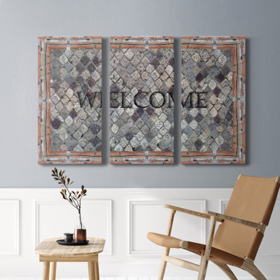 "Pompeii Welcome", art textuel sur toile tendue 3 pièces
