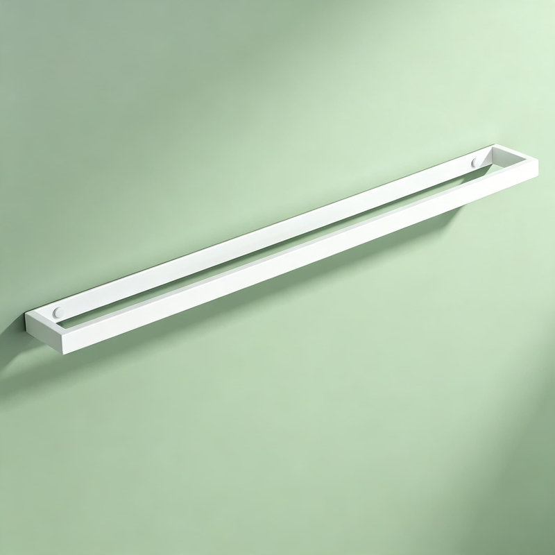 Stainless Steel Wall Mount Towel Bar Holder for Bathroom - Heavy Duty 4-Sided Integrated Design with Matte White Finish - Easy Installation Towel Rack Hanger