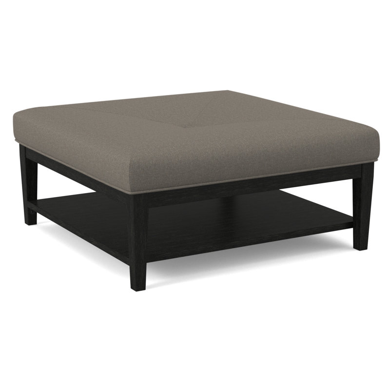 Hammond Square Ottoman, Antique Black Finish, Gray Sugar Performance; 0863-84