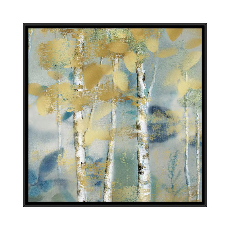 « gilded forest details i », reproduction sur toile, H 18 po x l 18 po x P 1,5 po, Toile avec cadre noir, Pas de tapis