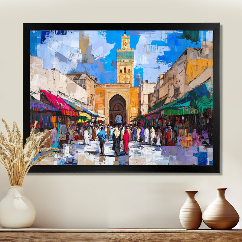 Décoration murale paysage marocain Fez, Reproduction encadrée d'une seule photo sans pass, Noir, H 12 po x l 20 po