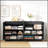 4-Door Fluted TV Stand With Power Outlet, Handleless Wave Design Entertainment Center, Adjustable 3-Tier Storage Cabinet-1986259122