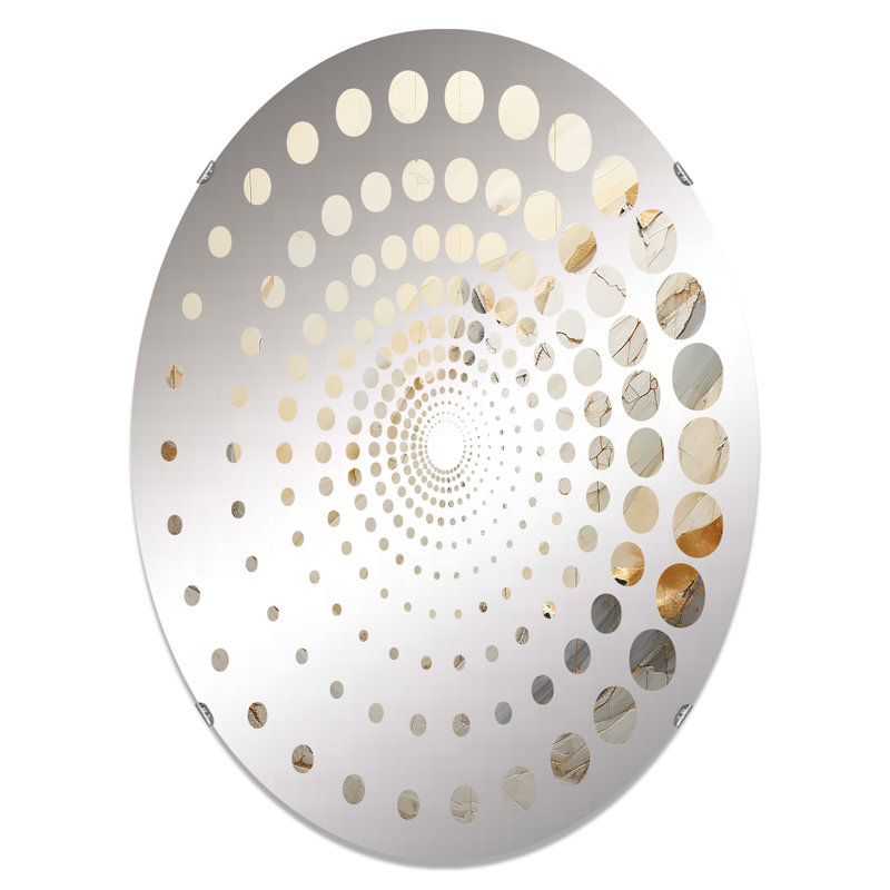 Beige et doré pierre de glacier Simplicity IV - Miroir décoratif à spirales - MIR113333-Ovale, L 24 po x H 36 po