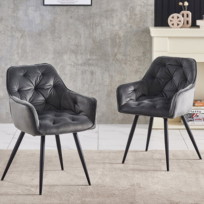 Velvet Tufted Upholstered Armchair Runge 50cm H