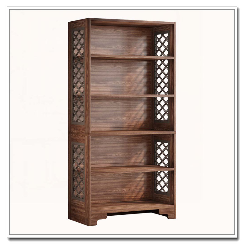 6-Tier Vintage Brown Mid-Century Bookcase For Living Room, Office, Bedroom