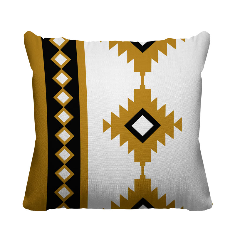 Coussin intérieur / extérieur Carlos Southwestern, Jaune, L 17 po x H 17 po