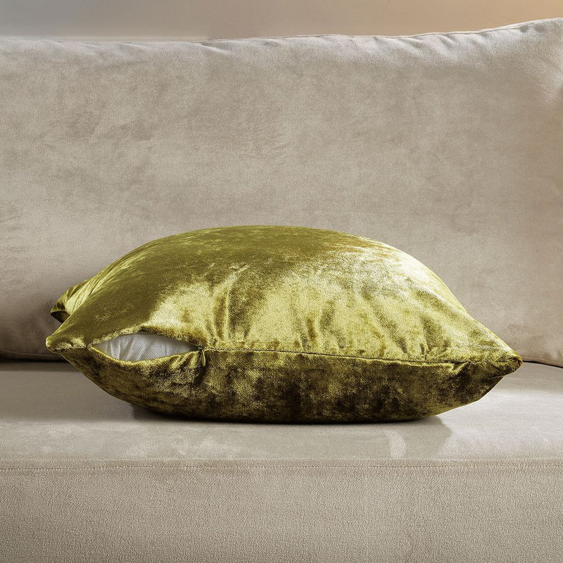 Housse de coussin en velours brillant, Limette, Carré de 24 po
