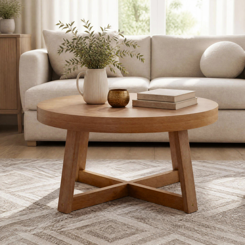 Solid Wood Top Coffee Table, Natural
