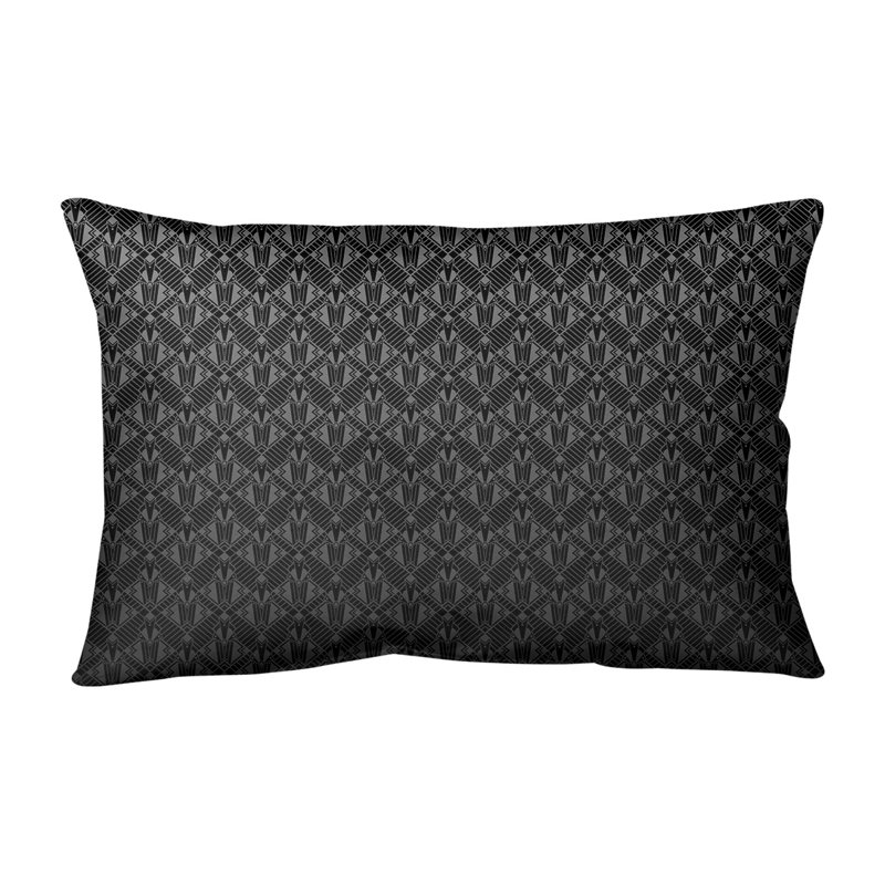 Coussin lombaire art déco Katelyn Elizabeth, Bourre en polyester, Gris