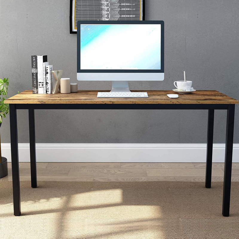Sturdy Modern Computer Desk For Home Office, Durable Writing Table With Spacious Workstation And Easy Assembly, Brown/Black