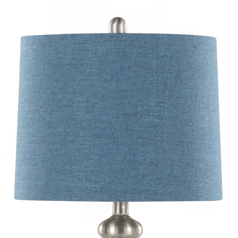 Ashland 27" Contemporary Metal Table Lamp with Linen Shade from Grandview Gallery by LumiSource - Set of 2, Blue, Silver