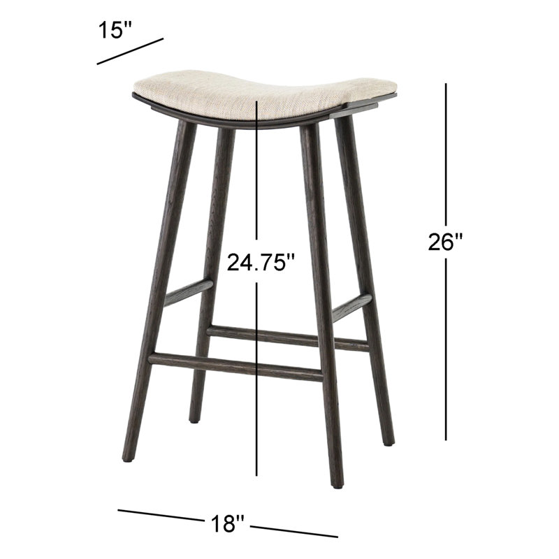 Union Wallis Belfast Solid Wood Stool, Counter Stool (26" Seat Height), Rayon/Viscose - Essence Natural/Black Parawood