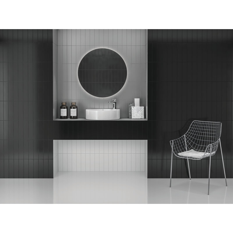 Ombre 3" x 12" Matte Zellige look Ceramic Singular Tile Wall Tile, Black