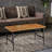 Industrial Coffee Table For Outdoor Space - Wood With Vintage Effect Top, Black Metal Frame, Weather Patio Appeal Antique Finish Surface,