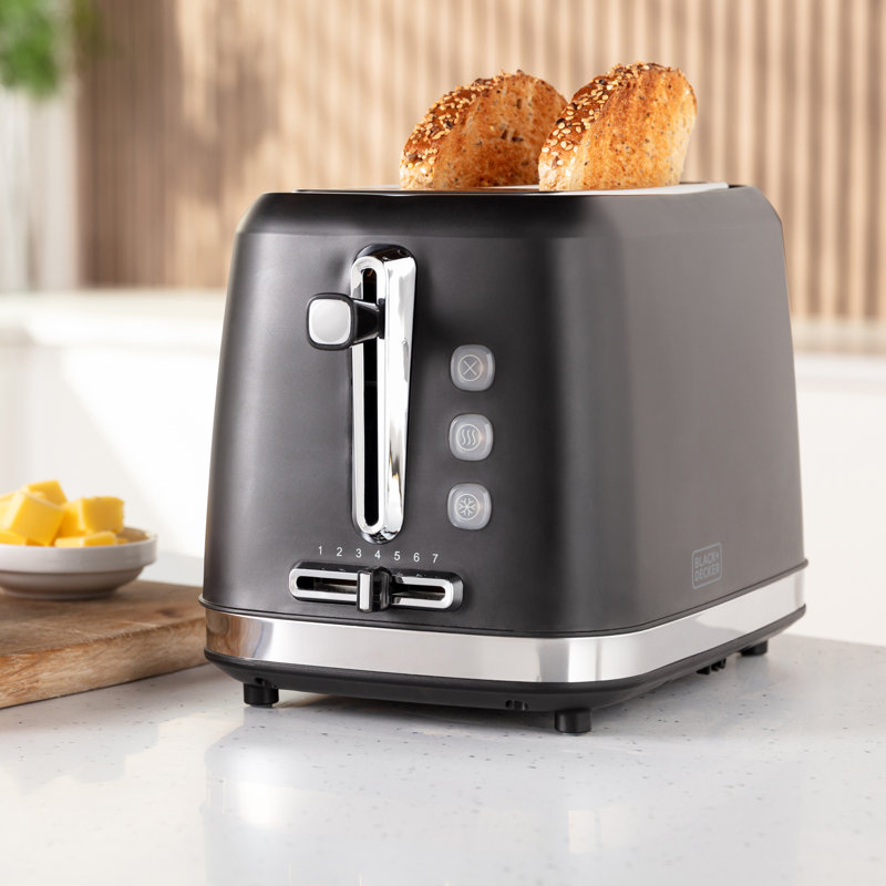 BLACK+DECKER BXTO20077GB 2 Slice Plastic Toaster, Black, Black