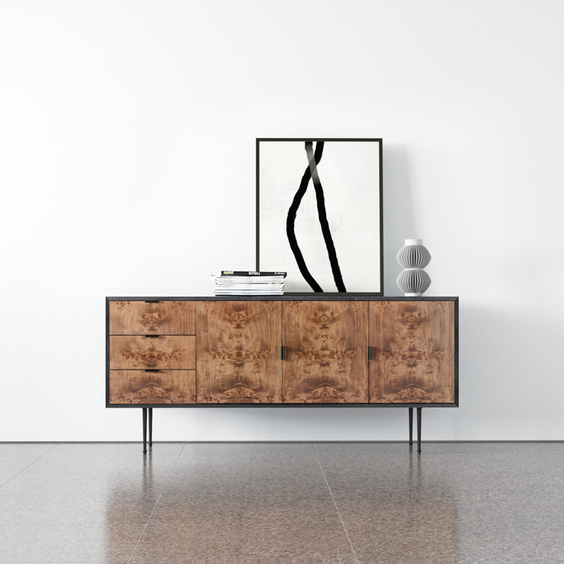 Juney 62'' Sideboard, Dark Burl/Black