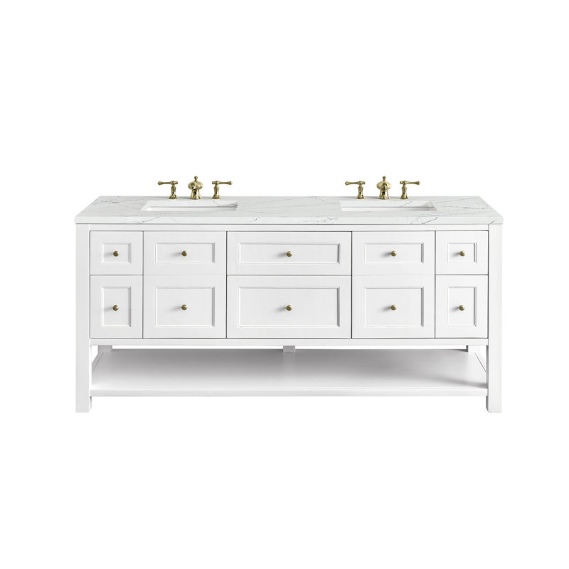Breckenridge 72'' W Double Vanity, Bright White, Ethereal Noctis, 8" Widespread