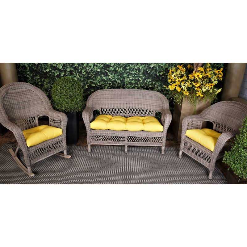 Coussin de siège d'extérieur 1 pièce Ebern Designs, Jaune