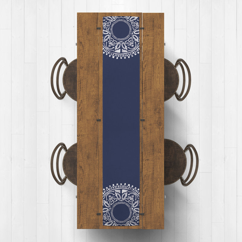 Aneke Rectangle Polyester Table Runner, 90" x 16", Navy