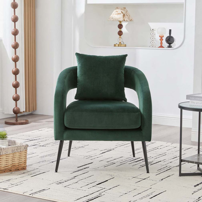 Chaise d'appoint rembourrée en velours, Vert