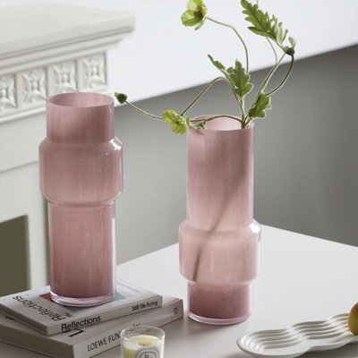 Pink Cylinder Modern Glass Table Vases