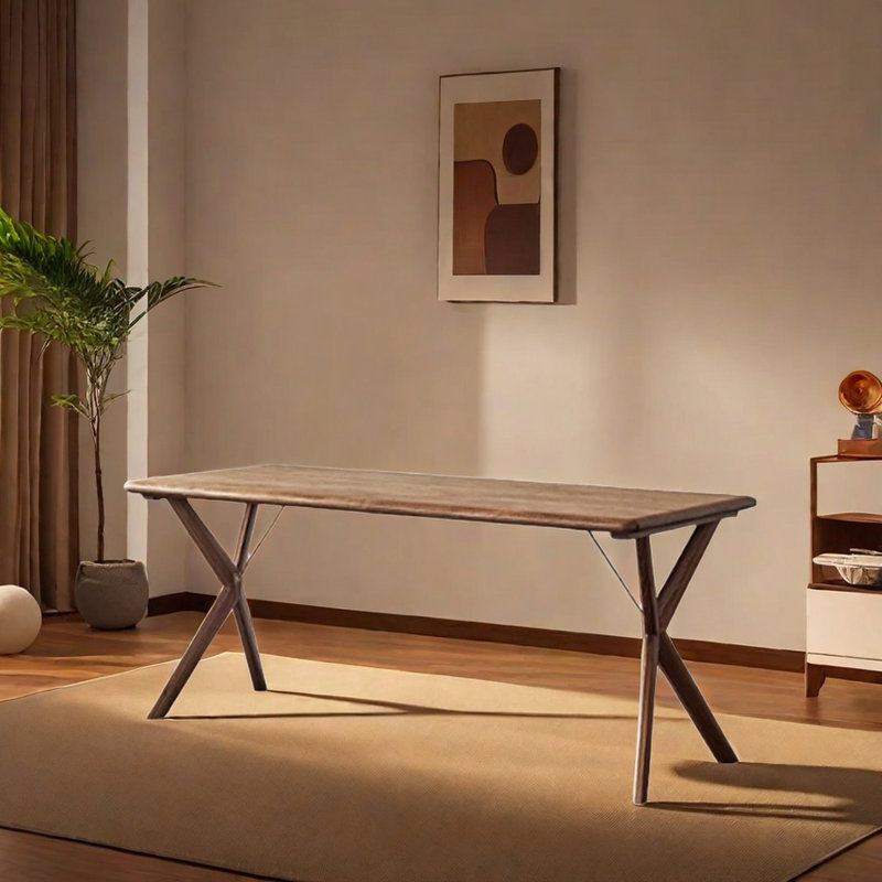 High Quality Durable Rectangular Walnut Table, 29.52"H x 62.99"L x 33.46"W