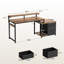 Mateo 56" Reversible Computer Desk with Printer Storage, Power Outlet, 2 Fabric Drawers and PC Stand,Rustic Brown