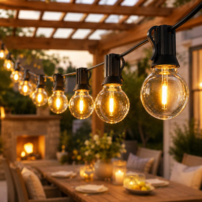 Guirlande de 50 lumières sphériques à brancher de 50 pi, incassable, connectable, douce et chaude