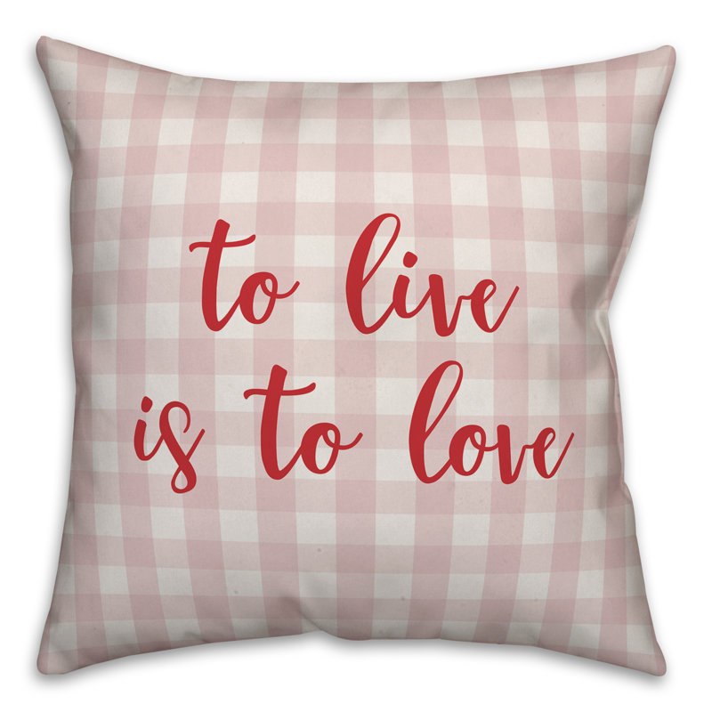  Coussin 16 po To Live is To Love Plaid, Rose / Rouge, Housse de coussin