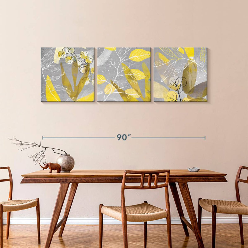 Plantes jaunes, reproduction sur toile, H 30 po x l 92 po x P 1,25 po
