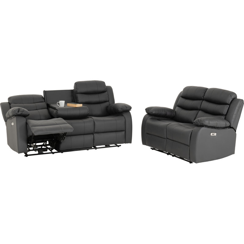 5 Seater Faux Leather Electric Reclining Sofa, Grey