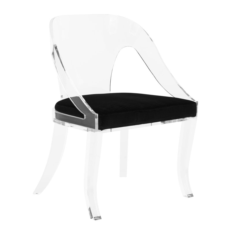 Chaise d'appoint en velours transparent Delfina / noir