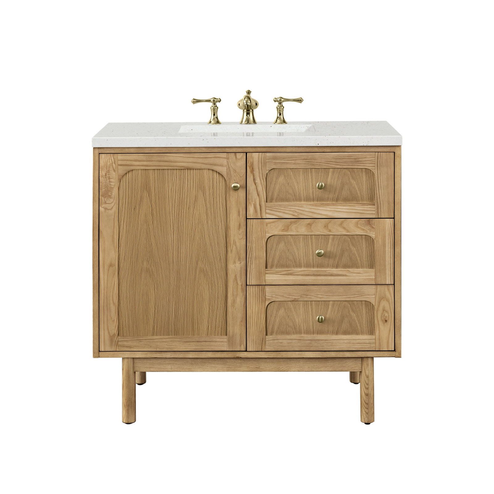 Laurent 36" Single Bathroom Vanity, Light Natural Oak, Tajnar Eclos, 8" Widespread