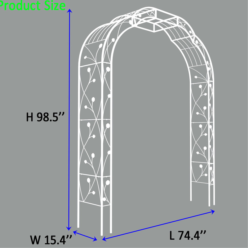Arche de jardin en métal blanc crème crème, 74,4 po x 98,4 po - parfaite pour les vignes extérieures l 74,4 po x H 98,4 po