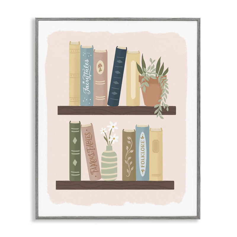 Bibliothèque Minimal avec giclée encadrée de plantes, design par Sandra Picco, Estampe numérique Farmhouse, H 30 po x l 24 po