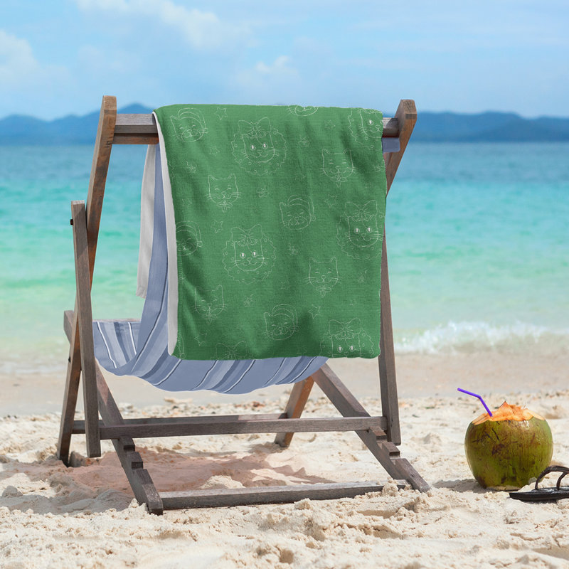 Beach Towel, Green, Microfiber
