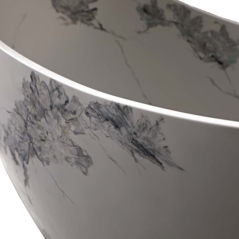 74" Ink Flora Freestanding Solid Surface Bathtub With Sloped Backrest