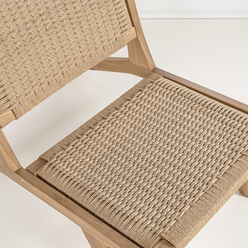 Méridienne d'appoint pour salon et chambre à coucher en teck indonésien massif de 23,6 po x 36,2 po Parker, Bois naturel