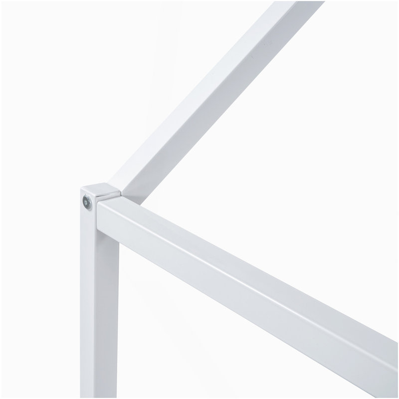 Lit simple en métal avec clôture et porte, blanc, Lit simple, Blanc